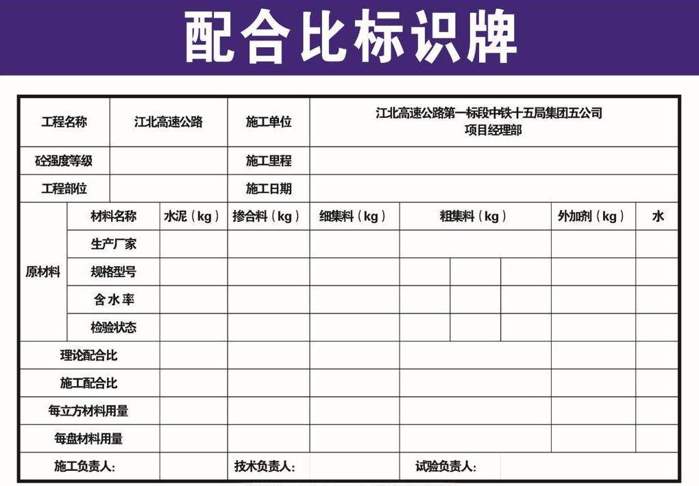 配合比标识牌